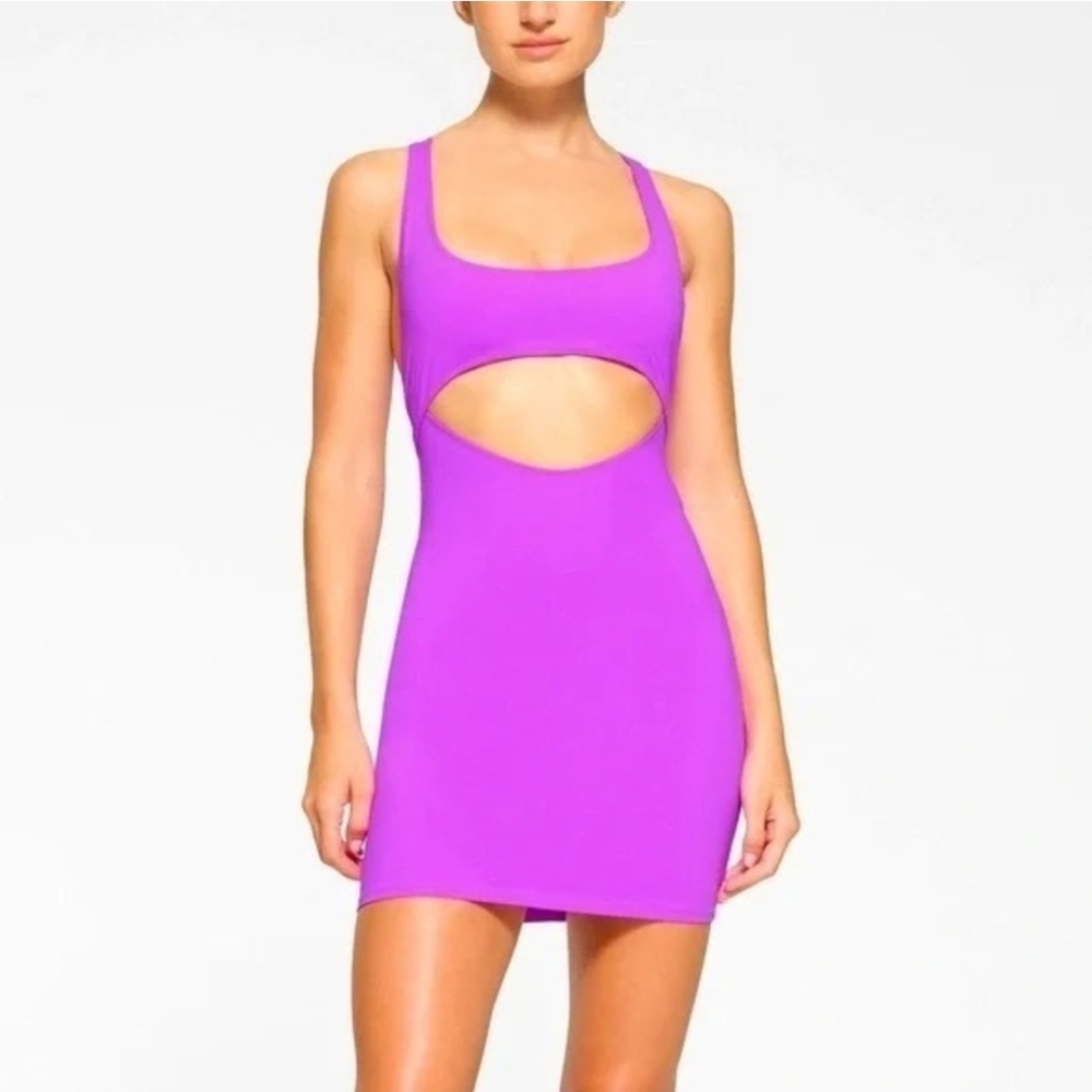 SKIMS Recycled Swim Dress Cut Out Tank Dress – Violet (Size L)